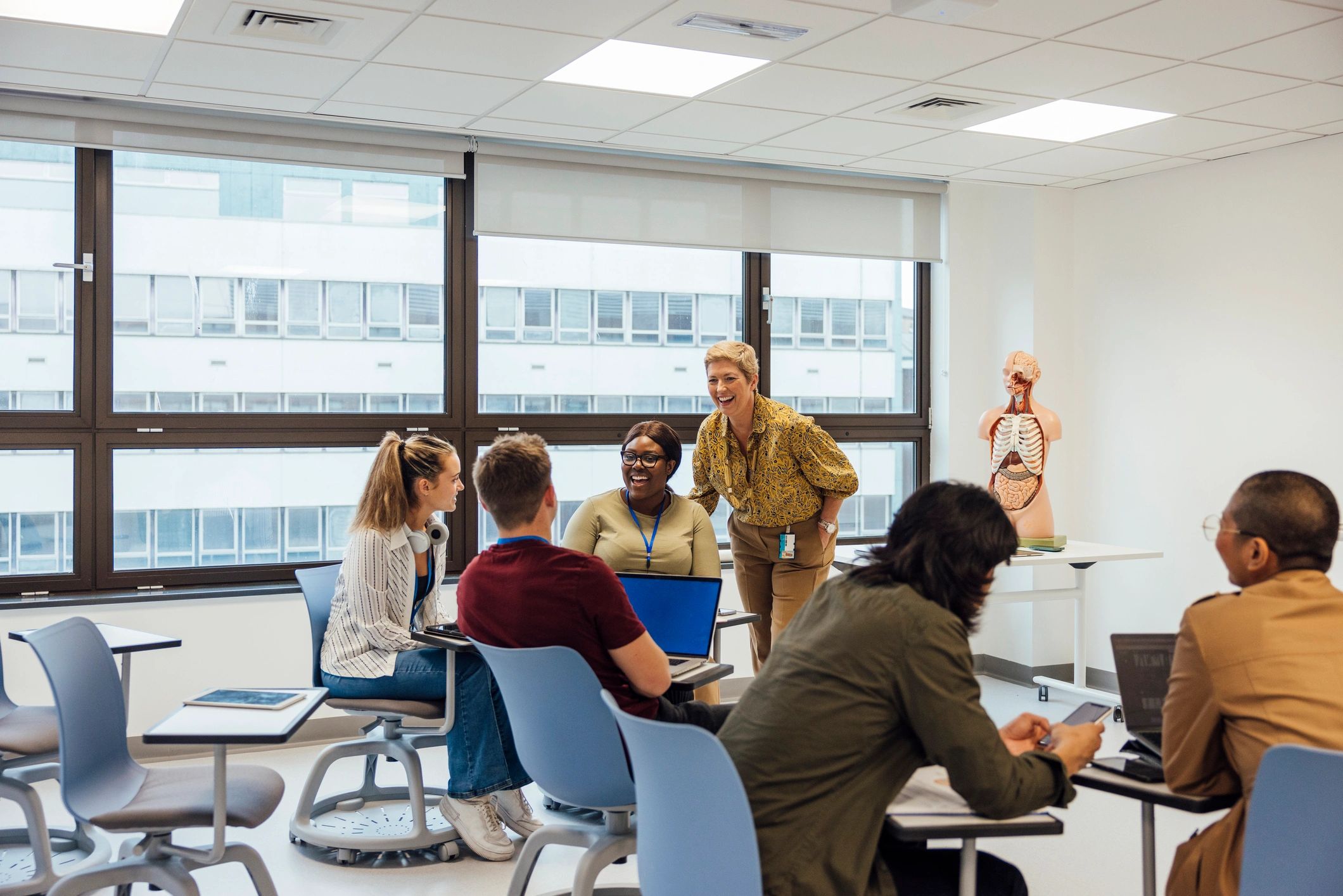 Students in a healthcare training classroom